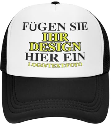 Kustima Basecap personalisiert mit Foto/Logo/Text,Klassische Trucker-selbst gestalten Kappe personalisiertes Baseball Cap für Männer Frauen,Mesh Caps Verstellbar Herren Damen