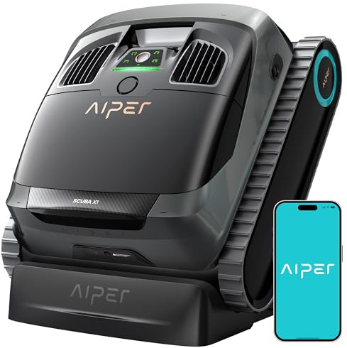 AIPER Scuba X1 Poolroboter, WavePath 3.0 Navigation, mit verbesserter Akkuleistung und bis zu 25.200 L/h Saugkraft, horizontale Wasserlinienreinigung, poolsauger akku Ideal für Pools bis zu 200㎡