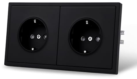 JIMEIDA Doppelsteckdose Schwarz Matt Unterputz Glattes Hautgefühl mit Steckklemme 16Amp Wandsteckdose