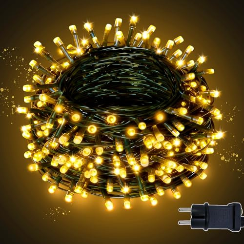ZCLIKEU LED Lichterkette Außen 10m 100LED mit Stecker, 8 Modi IP44 Wasserdicht Lichterkette Outdoor mit Timer Speicherfunktion für Außen Innen Garten Hochzeit Weihnachten Party - Warmweiß