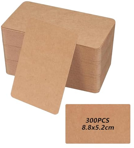300 Pcs Papier Carte de Visite Personnalisée, Cartes Postales Vierges, Carte Blanche, Cartes Kraft de Remerciement Vierges Fiches Mémoire(8,8 x 5,4 cm) (marron)