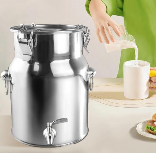 201 Bidone Acciaio Inox Litri per Olio con Rubinetto,lattina in Acciaio Inossidabile Contenitori Acciaio Inox per Olio di Oliva Recipiente Caraffa per Il Trasporto di Latte DT,Capacity-9L
