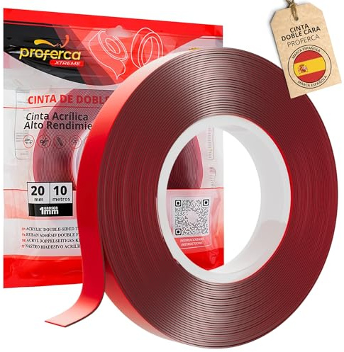 proferca Double-Sided Tape Extra Strong Xtreme 20 mm x 10 m Transparent Nano Tape for Indoor and Outdoor Use Adhesive Tape Double-Sided Extra Strong