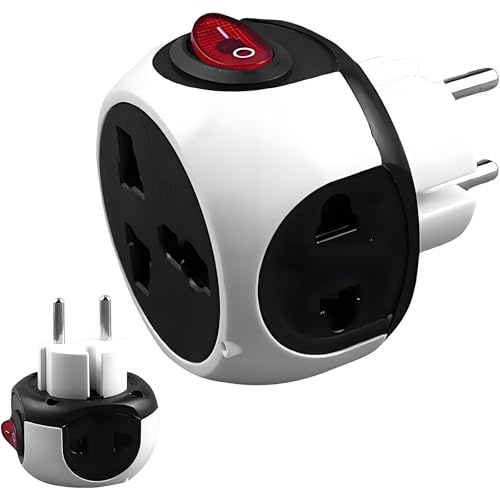 MejaRizon Internationaler Stecker Adapter, Universal Travel Adapter 250V, Reiseadapter Mit Schalter, 16A 2500W, Reiseadapter Weltweit für Deutschland USA Australien England Thailand