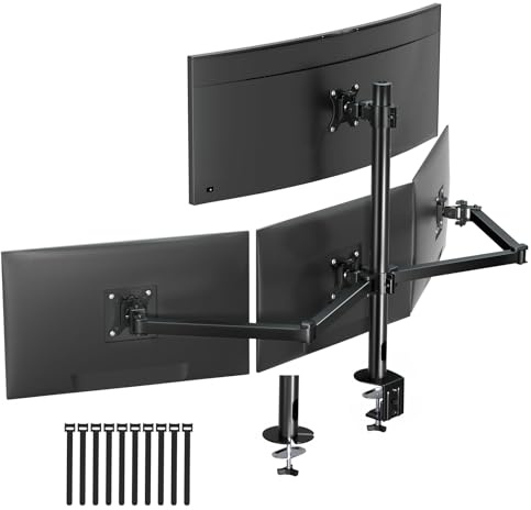 Monitor Halterung 4-Monitore für 17-32 - Bildschirmhalterung 4 Monitore für LED LCD Bildschirme, Höhenverstellbar Monitor Tischhalterung übereinander, 10kg pro Arm, VESA 75/100, Schwarz