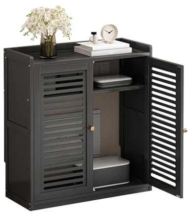 WYHBXD Radiator Cover Cabinet Shelf, Router Covers for Radiators for Home Living Room Bedroom Office Heating Decorative Cabinet(Black,Small)