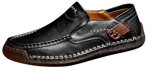 Slipper & Mocassini da uomo, Loafers Scarpe da tuta, scarpe basse, leggere, Moccasins Penny Loafer Mokkasin, scarpe da lavoro, scarpe basse, colore nero, 43