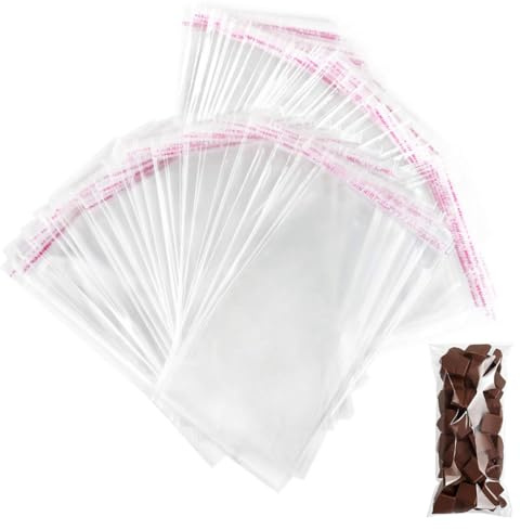 GNALIA Tütchen, 200 Stück, Selbstklebend, Transparent, Opp-Flachbeutel, 8 Cm Länge, 12 Cm Breite, Für Süßigkeiten Und Kekse