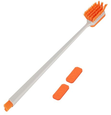 Double Sided Aquarium Cleaning Sponge Fish Tank Glass Scrubber with 2 Replacement Pads Algae Remover Deep Cleaning Brushes, Small Fish Tank Cleaner Brush,for Glass & Acrylic Tanks Accessories (Orange)