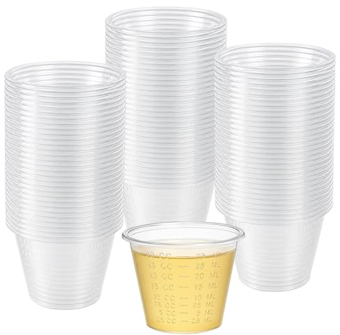 100 Pcs 30ml/1oz Plastic Measuring Cups, Reusable Clear Graduated Measuring Cups for Medication, Cooking, Baking, Epoxy Resin, Paint Mixing, Lab