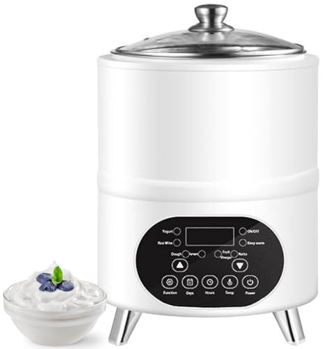 Yogurtiera da 12 Litri, Macchina per Il Gelato Multifunzione con Riscaldamento a Temperatura Costante a 360°, Fermentazione Intelligente, Yogurtiera Elettrica con Interfaccia Visiva white 12L
