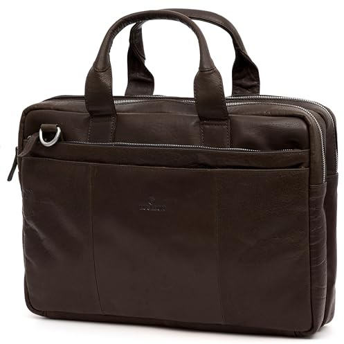 Lucleon by Trendhim Laptoptasche Herren | Montreal Leder Umhängetasche für 15,6 Zoll Laptop | Dänisches Design | Wasserabweisende Aktentasche für Arbeit & Alltag
