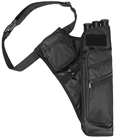 Magarrow Bogenschießen, 3 Röhren, Pfeilköcher, Taille mit verstellbarem Gürtel, Jagd, Zielschießen (schwarz)