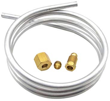 Meter Star Tubo in alluminio da 6 mm con raccordi a compressione oliva M10 x 1 femmina e maschio Lunghezza 1 metro/39 pollici Parti di scaldabagno a gas