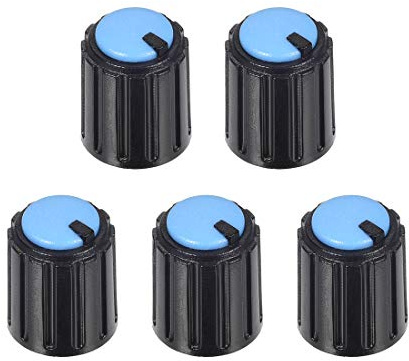sourcing map 5Stk. 6mm Einsteckwelle 10x12mm Kunststoff Potentiometer Drehknopf Schwarz Blau