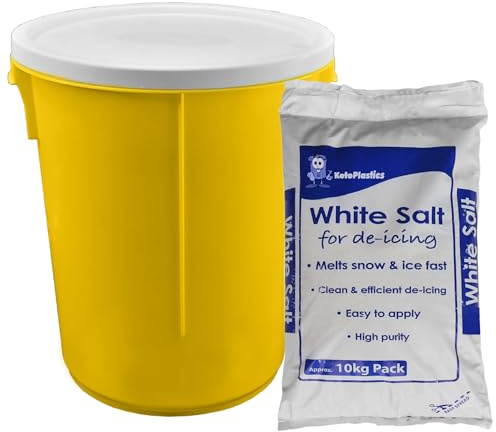 KetoPlastics 25L Yellow GRIT BIN with 10KG White Salt Rock GRIT Salt ICE Snow