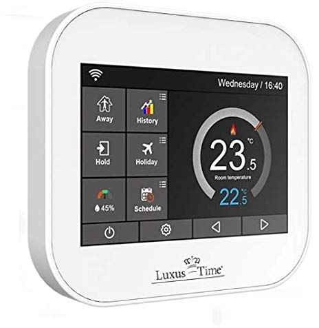 Raumthermostat LX-MC6 Touchscreen für Fußbodenheizung, Heiß Wasser mit APP, WiFi in Weiß Amazone Alexa Google Home Smart Home Luxus-Time