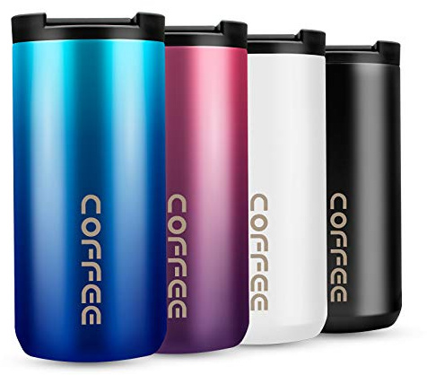 Travel Mug, Double Walled Coffee Cup 350ml Vacuum Insulation Stainless Steel with Leakproof Lid Eco-Friendly, for Hot and Cold Water Coffee and Tea