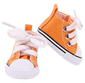 Aeromdale Puppenschuhe, Schnürschuhe, einfarbig, Leinen, 5 cm, für 32–34 cm, BJD-Puppe, Geschenke für Mädchen, Orange, 1 Paar