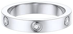 FOCALOOK Damenring Herrenringe Edelstahl Ringe Solitär Ring 4mm breit Verlobungsring 52mm Partner Ringe Antragsring mit CZ Eheringe Ring Schmuck für Verlobung Valentinstag