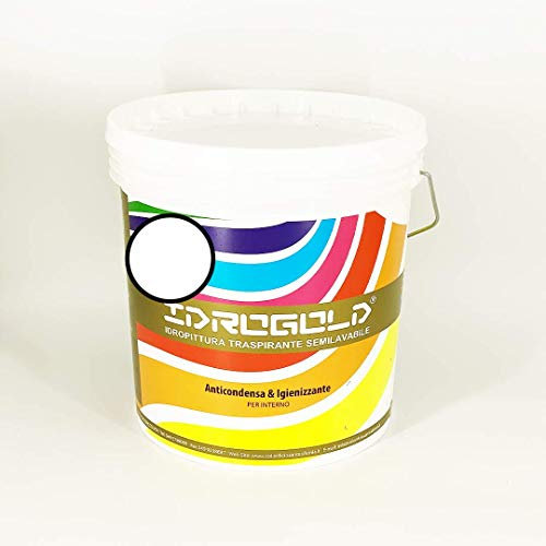 Pittura TEMPERA Idropittura Opaca Interni BIANCA O COLORATA Semilavabile ALTA COPERTURA (14 Litri, BIANCO)