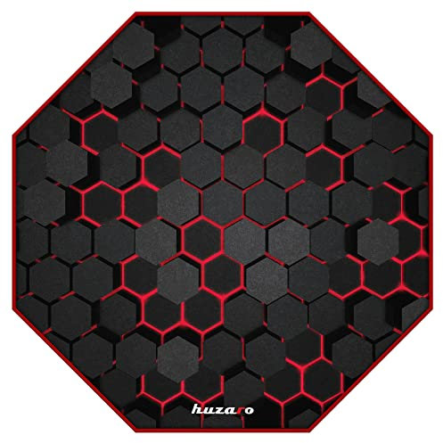 huzaro Floormat Bodenschutzmatte Bürostuhl Unterlage Kratzfest Floorpad-Bodenschutz Gaming-Stuhl-Unterlage Anti-Rutsch Gamer Gadgets Durchmesser 120 cm (Schwarz-Rot)