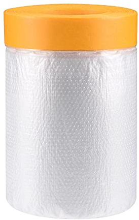 sourcing map Precintada Enmascaramiento Película, 11,8 Pulgadas X 65 Pies, Plástico Paño con Media Adherencia Pintores Cinta para Pintura Protección