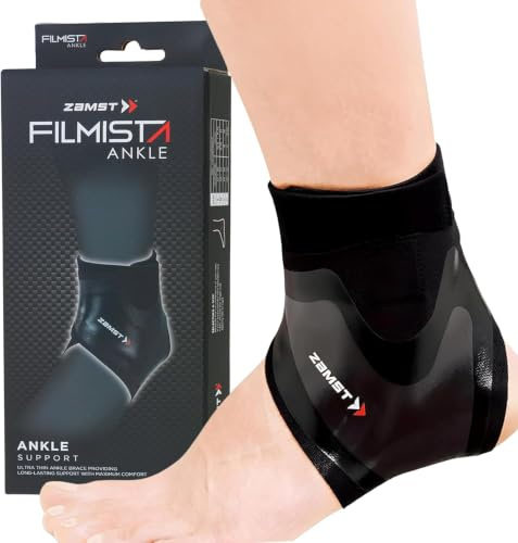 Zamst Filmista Ankle Ultra-Dünne Sprunggelenkbandage - Verstellbare Stabilisierende Bandage Fußgelenk für Verstauchte Knöchel - Zum Sport (XL, Right)