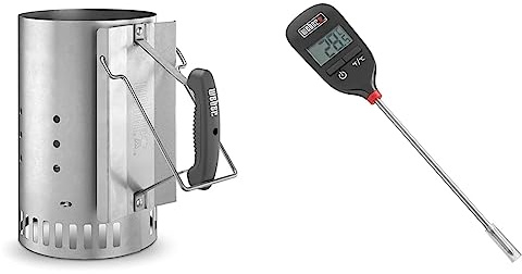 Weber 7416 Anz ndkamin Rapidfire, Grillen mit Kohle, Anz nden, 19 x 19 x 30.5 cm & 6750 Digitales Taschenthermometer, Grillthermometer mit Sofortanzige