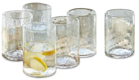LOBERON Glas 6er Set Clarksville, klar | mundgeblasen, großes Füllvolumen, hübsche Struktur, spülmaschinenfest, Küchenaccessoires, Tischdekoration