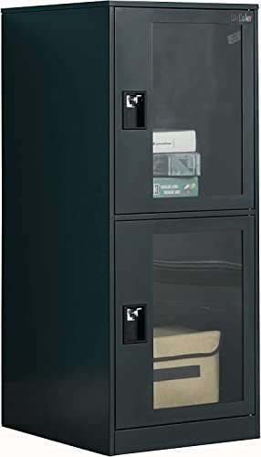 G2V - Serratura digitale in metallo, con lucchetto e mensola, porta in vetro per palestra (G2v, grigio scuro)