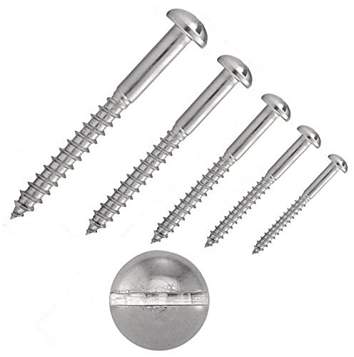 irsa24 - Viti semicircolari per legno con intaglio 3,0 x 20 mm, DIN 96, in acciaio inox A2, testa semicircolare