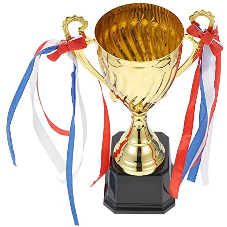 NUOBESTY Goldtrophäenpokal Metallpreistrophäen Pokale Sportmatchtrophäe Gewinnerpreistrophäen Sportturniere Trophäe Mit Band Schulehrentrophäe