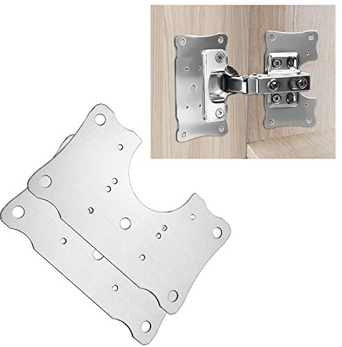 Qrity 2 Pcs Steel Hinge Repair Plates, Hinges Strengthen Repair Plate, Cabinet Cupboard Door Hinge Repair Brackets with Screws, for Kitchen Cupboard Furniture