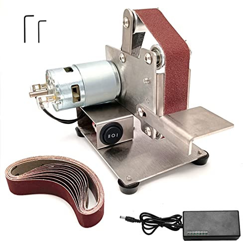 Mini levigatrice a nastro, mini levigatrice a nastro elettrica fai-da-te, levigatrice a nastro per lucidatura 9000 giri/min con cinghie da 10 pezzi, levigatrice da banco per legno metallico, affilat