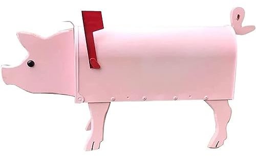 JTBDWOSK Einzigartiger Briefkasten for Pferde, Hunde, Briefkasten mit lustigen Tieren, kreativer Briefkasten mit personalisiertem Design for Gartendekorationen und Skulpturen,Rosa