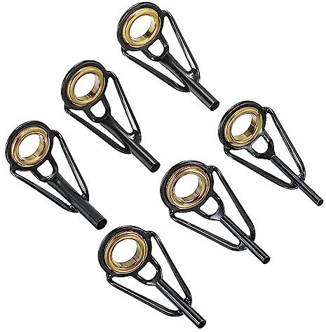 PATIKIL 6 Stück Angelrute Reparatur Spitzenring 1.2-2.2mm Rutenringe Edelstahl Pfahl Ring Leitfaden Ersatz für Salzwasser Süßwasser Fischen Golden