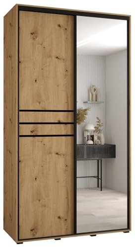 ABIKSMEBLE Armoire Porte Coulissante Miroir Davos 11 - Dressing Adulte - Penderie Vêtement - Garde Robe - Placard - Armoire 3 Portes - Closet