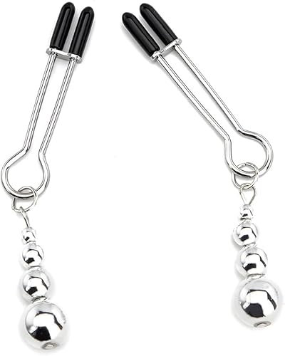 Nipple Clamps for Women Non Piercing Beginner Set Adjustable Sliding with Chain and Choker Non Pierced