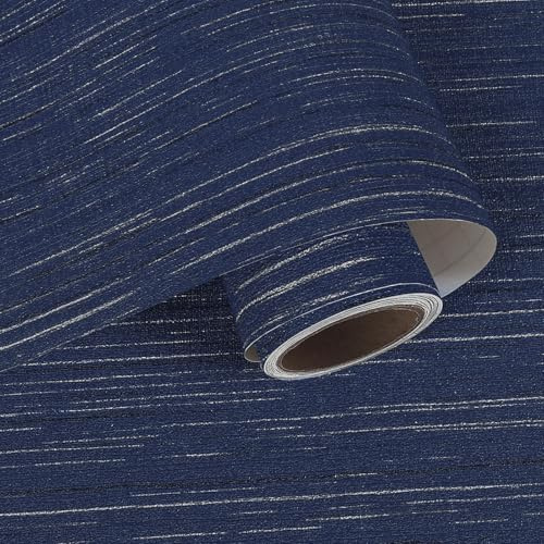 VaryPaper Klebe Tapete Selbstklebend Stoffoptik Marineblau Klebefolie Möbel 40cmx200cm Strukturtapete Dunkelblau Selbstklebend Möbelfolie Blau Wohnzimmer Schlafzimmer Tapete Modern Schrankfolie Tisch