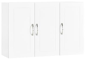 SoBuy Pensile Bagno Sospeso Mobiletto da Parete con Ripiano Regolabile e Anta Armadietto Salvaspazio per Bagno, Cucina o Lavanderia Bianco 90x30x60 cm FRG231-L-W