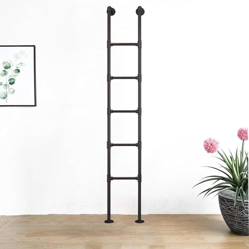 Scaletta per Letto a Castello Nera Interna - Scaletta in Metallo Montata a Parete per Loft Domestico Finestra in Ferro Industriale Pozzo Scala di Fuga 1m 1.25m 1.3m 1.4m 1.45m 1.5m Scale Universali(18