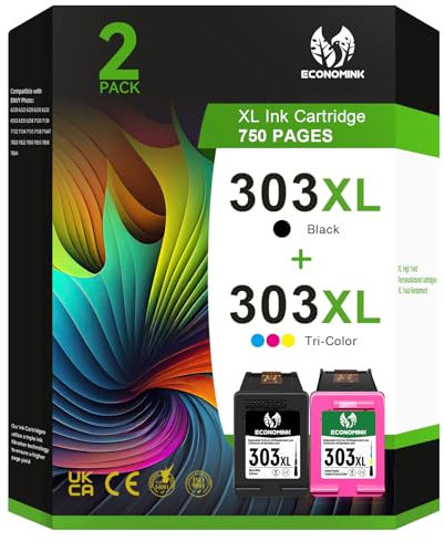 303 Druckerpatronen Multipack, 303 XL Schwarz und Farbe Kompatible für HP 303 Druckerpatronen, für Envy Photo 7134 7830 6232 6230 7130 6220 6234 7100 7155 7800 7834 7855 7864 (2er-Pack)