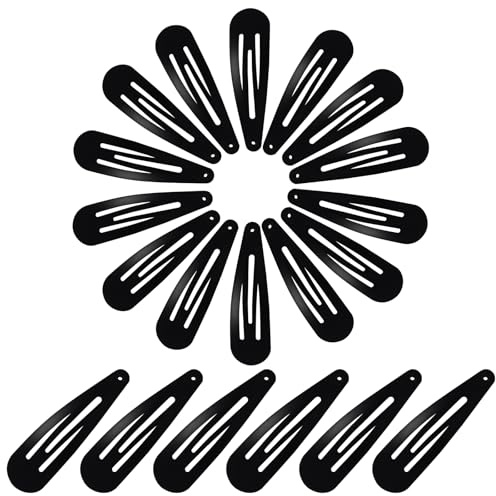 HonGien 30 Stück Haarspangen Mädchen Schwarz 5CM, Haar Clips Metall, BB Haarspangen Schwarz Rutschfeste, Snap Haarklammern