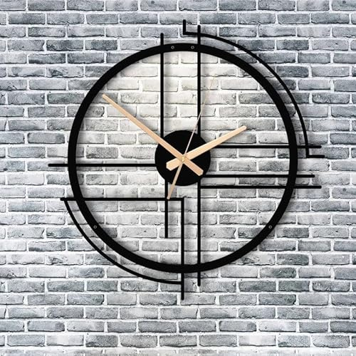NORTH KAISER Orologio Parete Metallo | Orologio Murale Minimalista | Arte Murale Nero Con Movimento Silenzioso per Soggiorno, Camera da Letto, Ufficio, Regalo Inaugurazione Casa (60 x 55.3 cm)