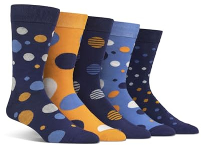 Spairs Men's Bamboo Socks, Spotty, Bright & Colourful Designs, Soft, Breathable, Comfortable, Crew Length, Value Multipack of 5 Pairs, Size 7-11