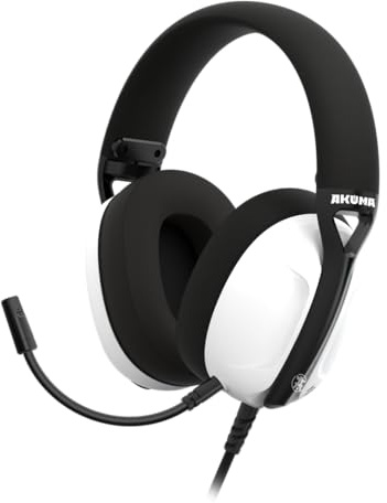 Akuma SEINEN H03 Casque Gaming Filaire avec Micro Ultra Léger Audio Jack 3.5 mm Compatible PC, Xbox, PS4, PS5, Switch, Mobile - Blanc
