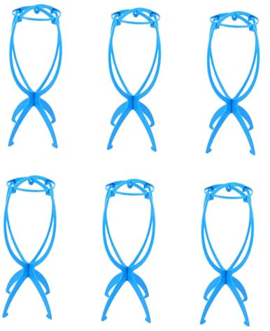 Baluue Support de Postiche en Plastique 6 Pièces Pliable Compact Pratique pour Coiffeurs Accessoires de Voyage Présentoir de Postiche