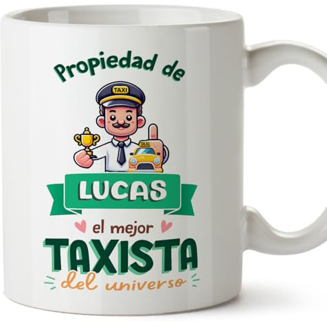 MUGFFINS Tazas Personalizadas para TAXISTA hombre - En Español - Propiedad de - 11 oz / 330 ml - Regalo Personalizable original y divertido