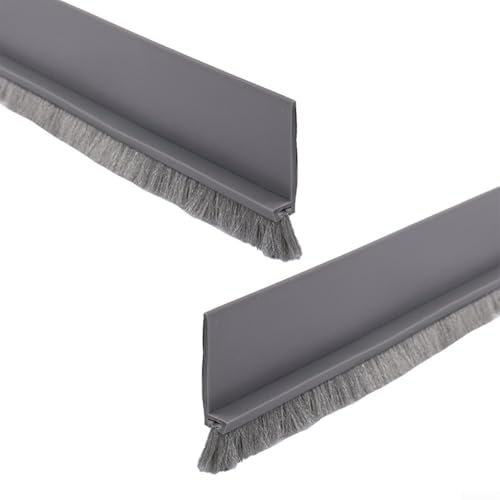 2 PCS Door Draft Stopper With Brush Reduce Noise,100Cm TPE Door Sweep Breeze Blocker,Door Sealings,Adjustable Under Door Draft Stoppers,Soundproofing For Doors(Gray)